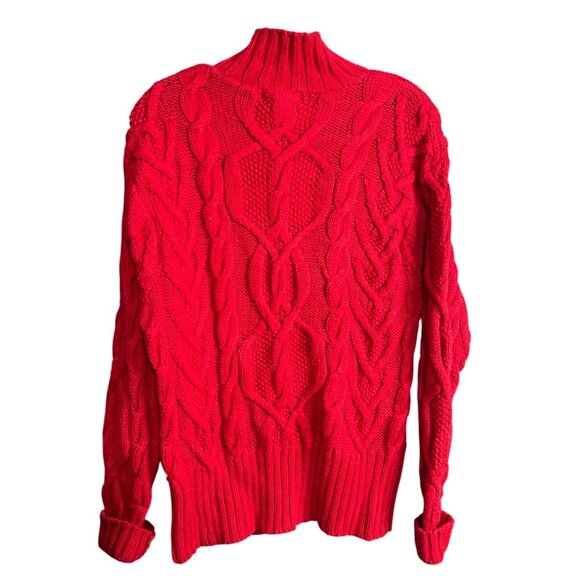 Coldwater Creek Red Cable Knit Turtleneck Sweater L - Picture 2 of 5
